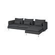 SÖDERHAMN - 4-seat sofa with chaise longue, Fridtuna dark grey