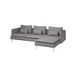 SÖDERHAMN - 4-seat sofa with chaise longue, Tonerud grey
