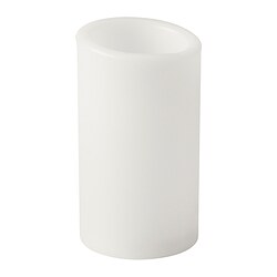 ÄDELLÖVTRÄD - LED block candle, white/indoor, 14 cm