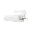 MALM - Bed frame, high, w 2 storage boxes, white/Lönset, 160x200 cm