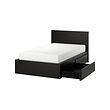 MALM - Bed frame, high, w 2 storage boxes, black-brown/Lönset, 120x200 cm