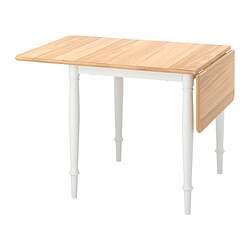 DANDERYD - Meja dengan daun meja lipat, veneer kayu oak/putih, 74/134x80 cm