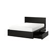 MALM - Bed frame, high, w 4 storage boxes, black-brown/Luröy, 160x200 cm