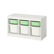 TROFAST - Storage combination with boxes, white light green/white, 99x44x56 cm