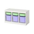 TROFAST - Storage combination with boxes, white light green/lilac, 99x44x56 cm