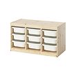 TROFAST - Storage combination with boxes, light white stained pine/white, 93x44x53 cm