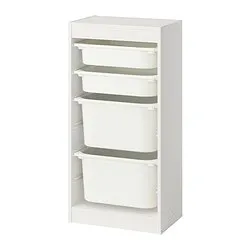 TROFAST - Kombinasi penyimpanan dgn kotak, putih/putih, 46x30x95 cm