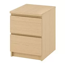 MALM - Chest of 2 drawers, white stained oak veneer, 40x55 cm