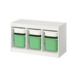 TROFAST - Storage combination with boxes, white white/bright green, 99x44x56 cm