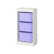 TROFAST - Storage combination with boxes, white/lilac, 46x30x95 cm