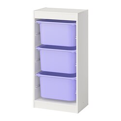 TROFAST - Storage combination with boxes, white/lilac, 46x30x95 cm