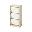 TROFAST - Storage combination with boxes, light white stained pine/white, 44x30x91 cm