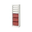 TROFAST - Storage combination with boxes, white white/red, 46x30x146 cm