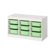 TROFAST - Storage combination with boxes, white/light green, 99x44x56 cm