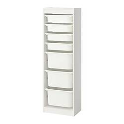 TROFAST - Storage combination with boxes, white/white, 46x30x146 cm