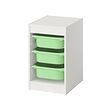 TROFAST - Storage combination with boxes, white/light green, 34x44x56 cm