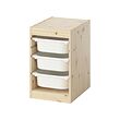 TROFAST - Storage combination with boxes, light white stained pine/white, 32x44x53 cm