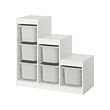 TROFAST - Storage combination with boxes, white/grey, 99x44x95 cm