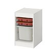 TROFAST - Storage combination with box/trays, white red/grey, 34x44x56 cm