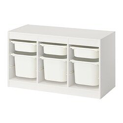 TROFAST - Storage combination with boxes, white/white, 99x44x56 cm