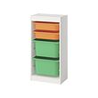 TROFAST - Kombinasi penyimpanan dgn kotak, putih oranye muda/hijau terang, 46x30x95 cm