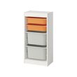 TROFAST - Storage combination with boxes, white light orange/grey, 46x30x95 cm