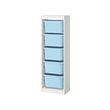 TROFAST - Storage combination with boxes, white/light blue, 46x30x146 cm
