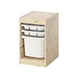 TROFAST - Storage combination with box/trays, light white stained pine/white, 32x44x53 cm