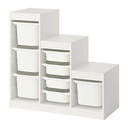 TROFAST - Kombinasi penyimpanan dgn kotak, putih/putih, 99x44x95 cm