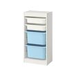 TROFAST - Storage combination with boxes, white white/light blue, 46x30x95 cm