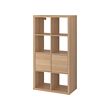 KALLAX - Shelving unit with doors, white stained oak effect, 77x147 cm