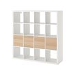 KALLAX - Shelving unit with 4 inserts, white/white stained oak effect, 147x147 cm