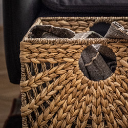 LUSTIGKURRE - Basket, natural water hyacinth/seagrass, 32x33x32 cm