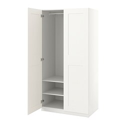 PAX/GRIMO - Lemari pakaian, putih/putih, 100x60x201 cm