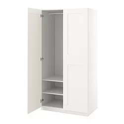 PAX/GRIMO - Lemari pakaian, putih/putih, 100x60x201 cm