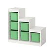 TROFAST - Storage combination with boxes, white/bright green, 99x44x95 cm