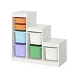 TROFAST - Kombinasi penyimpanan dgn kotak, putih putih/aneka warna, 99x44x95 cm
