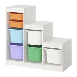 TROFAST - Kombinasi penyimpanan dgn kotak, putih putih/aneka warna, 99x44x95 cm