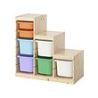TROFAST - Storage combination with boxes, light white stained pine white/multicolour, 94x44x91 cm