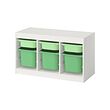 TROFAST - Kombinasi penyimpanan dgn kotak, putih hijau muda/hijau terang, 99x44x56 cm