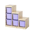 TROFAST - Storage combination with boxes, light white stained pine/lilac, 94x44x91 cm