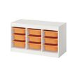 TROFAST - Storage combination with boxes, white/light orange, 99x44x56 cm