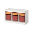 TROFAST - Storage combination with boxes, white light orange/red, 99x44x56 cm