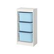 TROFAST - Storage combination with boxes, white/light blue, 46x30x95 cm