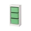 TROFAST - Storage combination with boxes, white/bright green, 46x30x95 cm