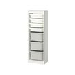 TROFAST - Storage combination with boxes, white white/grey, 46x30x145 cm