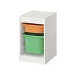 TROFAST - Storage combination with boxes, white/light orange bright green, 34x44x56 cm