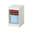 TROFAST - Storage combination with box/trays, white red/light blue, 34x44x56 cm