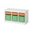 TROFAST - Storage combination with boxes, white light orange/bright green, 99x44x56 cm