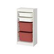 TROFAST - Storage combination with boxes, white white/red, 46x30x95 cm